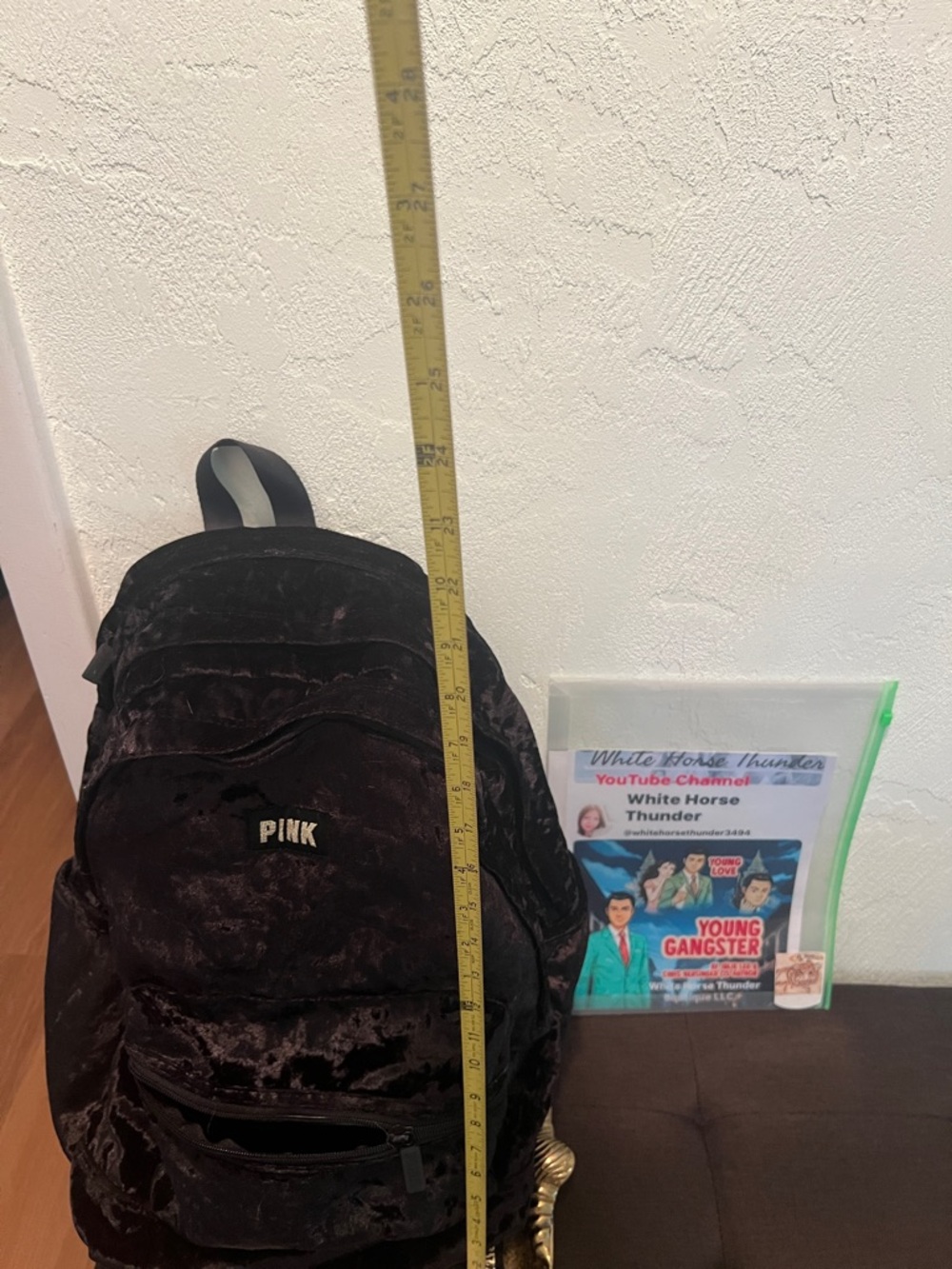 #1815**PINK Victoria's Secret Black Velvet Backpack/Stylish Everyday Unisex Bag - Picture 5 of 12